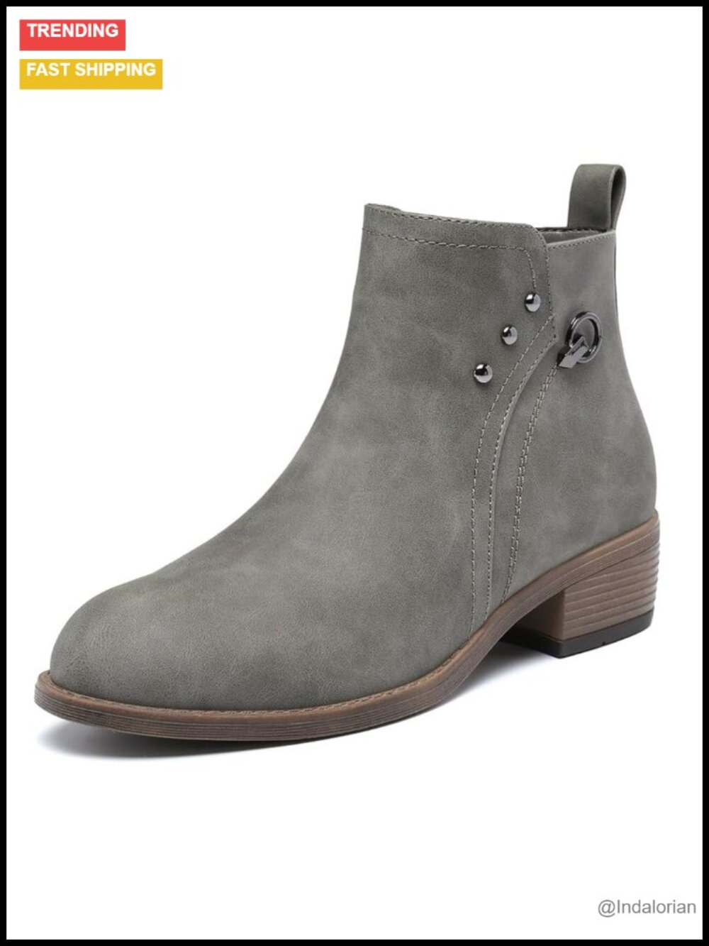 Maxome Ankle Boots for Women Winter Zipper Chunky Low Heel Suede Booties